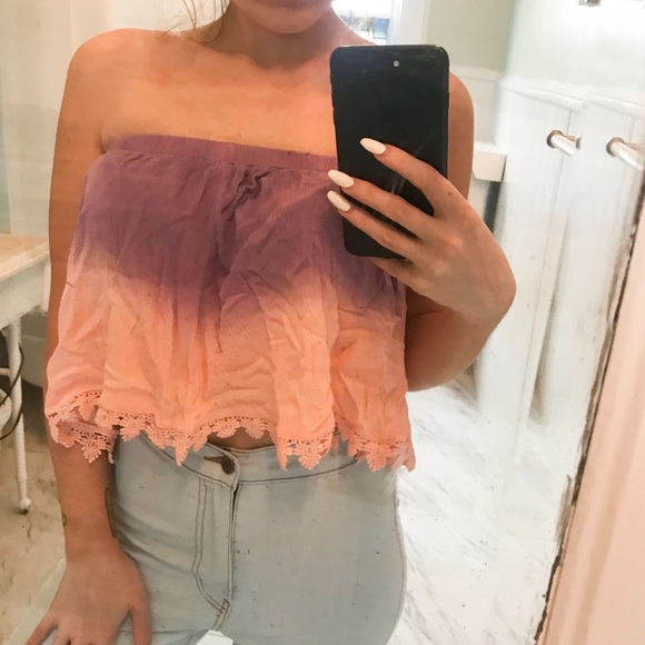 Pink ombré tie dye tube crop top small ✨ tobi - Picture 3 of 4